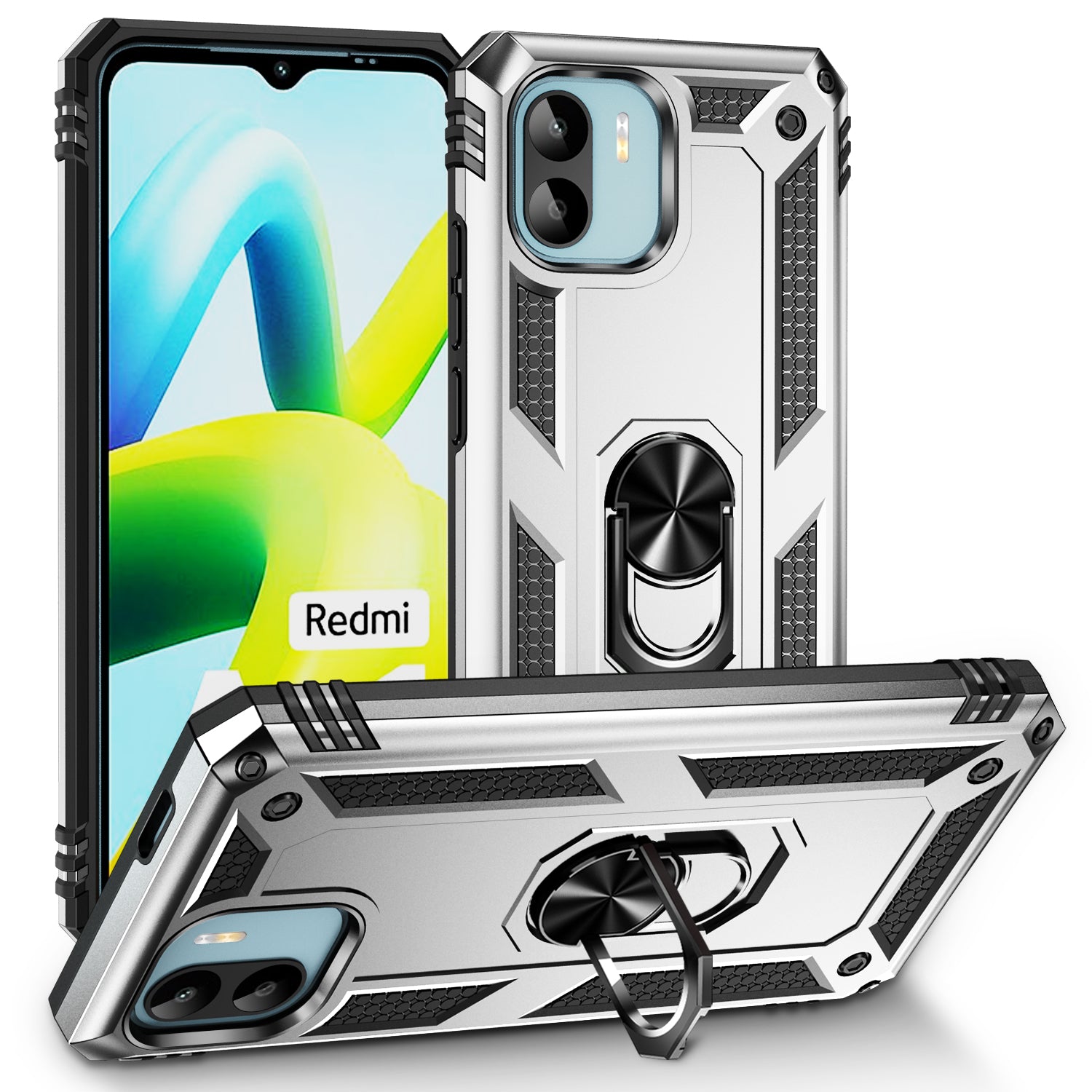 Phone Case for Xiaomi Redmi A1 4G A2 4G Military Grade Anti-drop PC TPU Protective Cover with Ring Kickstand Phone Case for Xiaomi Redmi A1 4G A2 4G Military Grade Anti-drop PC TPU Protective Cover with Ring Kickstand